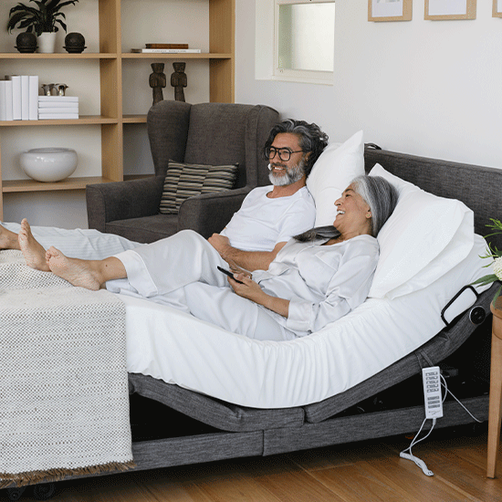 Couple enjoying a ComfiMotion bed